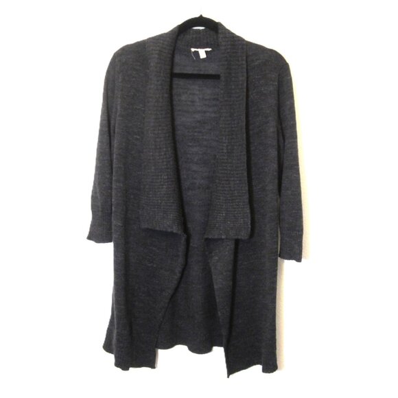 Eileen Fisher Womens Size S Cotton Cardigan Sweater Open Front 3/4 Sleeve Gray - Picture 1 of 6